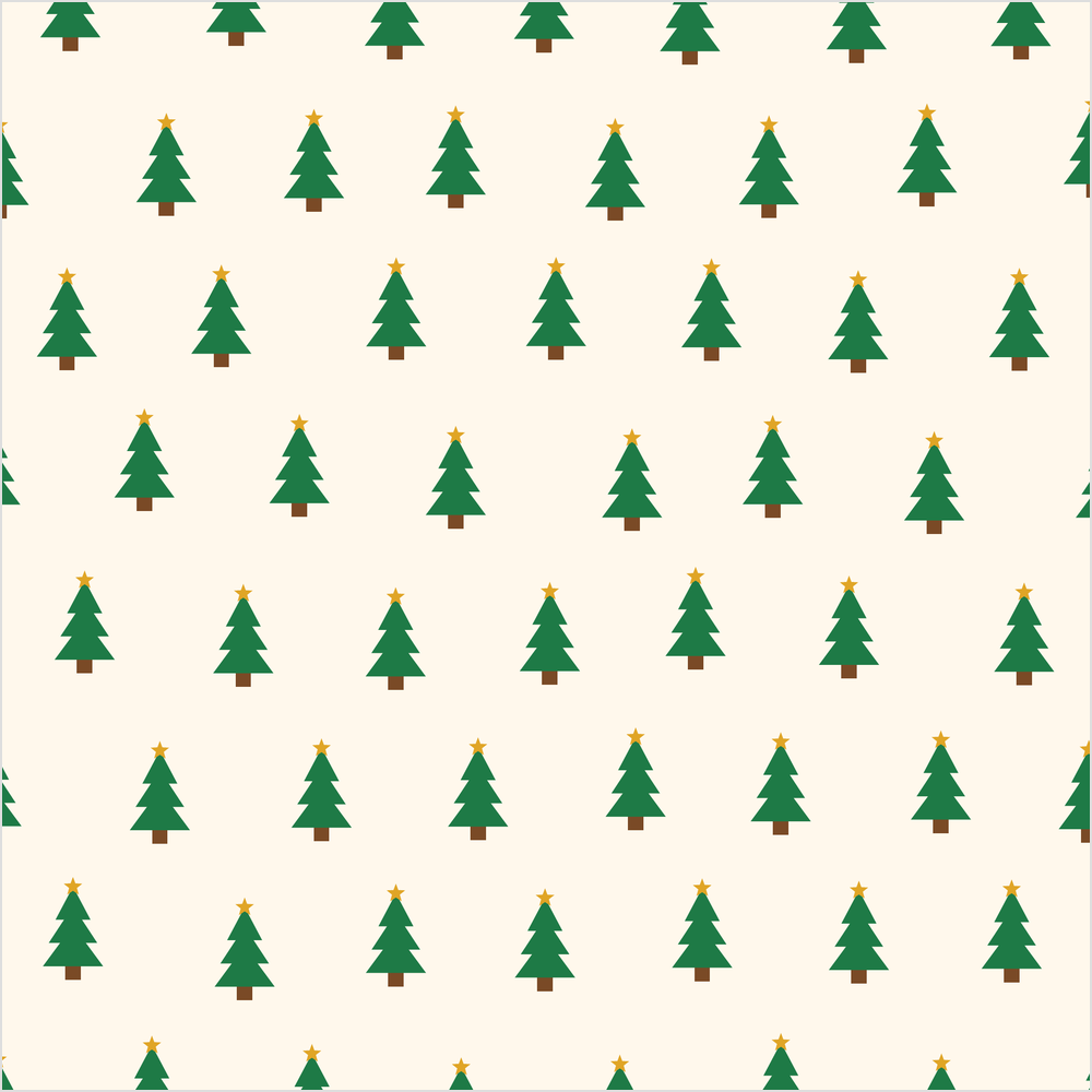 Free printable Christmas origami paper with little green Christmas trees on cream