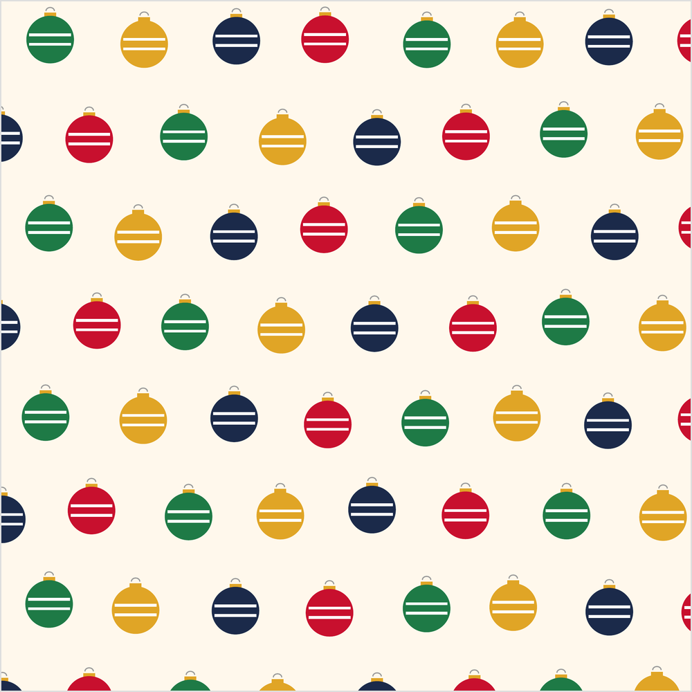 Free printable Christmas origami paper with colorful Christmas ornaments on cream